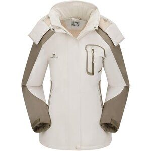 Women's M-beige Ski Jacket Winter  Waterproof Female Jacket